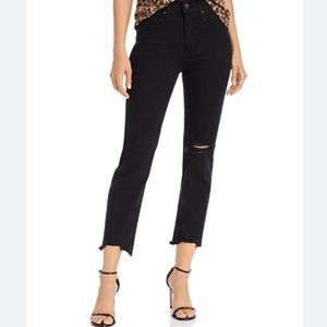 LEVI’S Premium 724 High Rise Straight Crop Black Pixel Jeans
